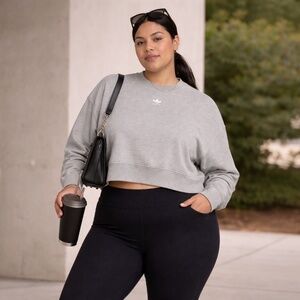 Adidas Women’s Plus Size 4X Gray Cropped Sweatshirt | Crewneck Athleisure